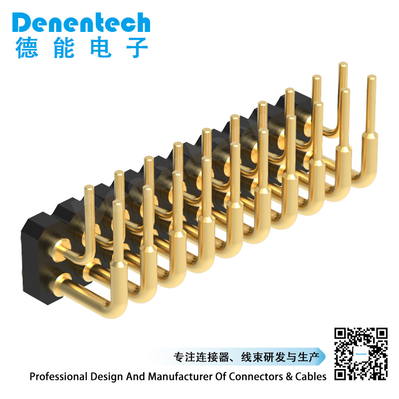 Denentech 2.00MM H1.27MM dual row female right angle pogo pin connector